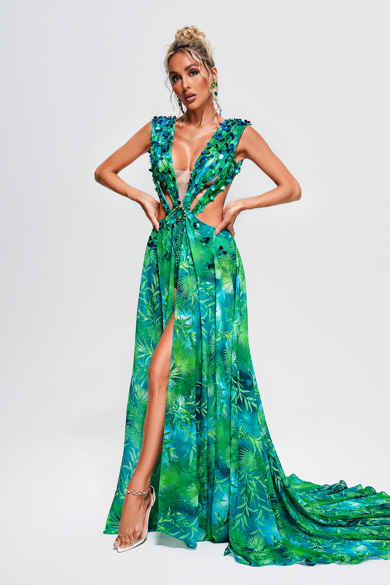 Yoland Printed Embellished Maxi Dress - Image 3