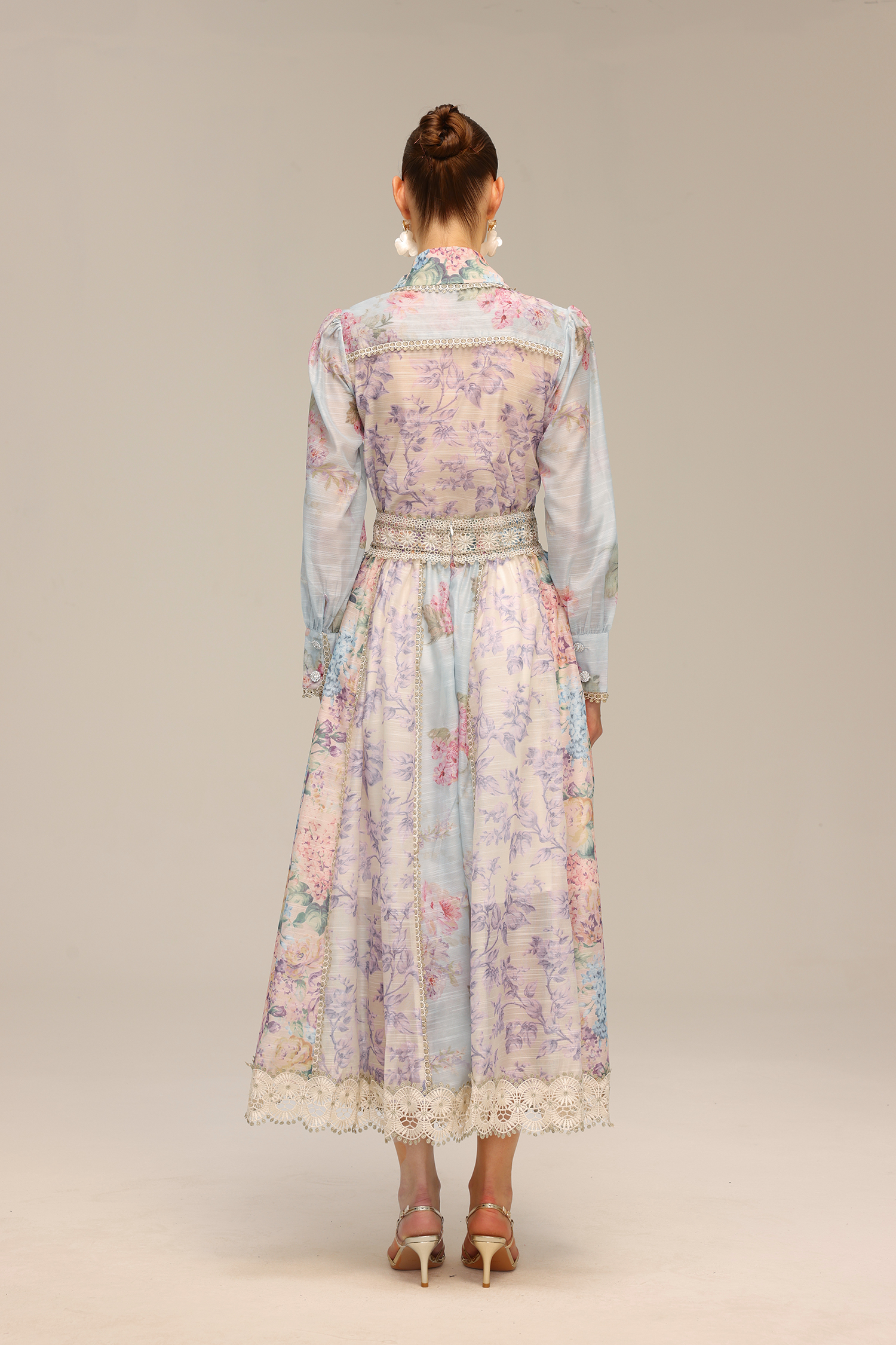 Ruby Long Sleeve Floral Printed Lace Top And Skirt Two-Piece Set - Image 7
