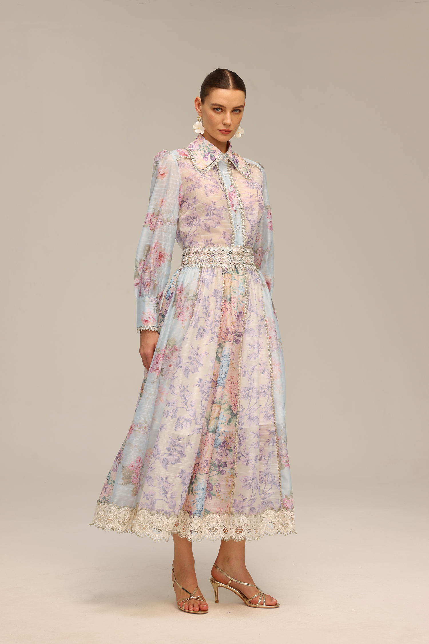 Ruby Long Sleeve Floral Printed Lace Top And Skirt Two-Piece Set - Image 5
