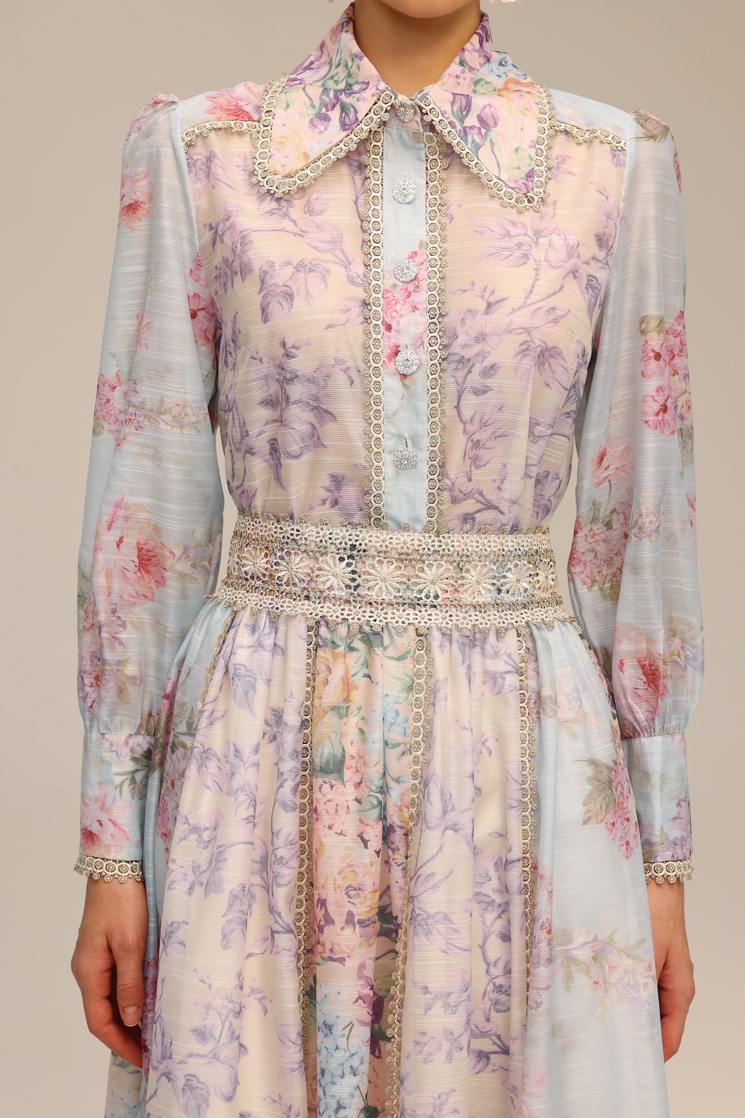 Ruby Long Sleeve Floral Printed Lace Top And Skirt Two-Piece Set - Image 6