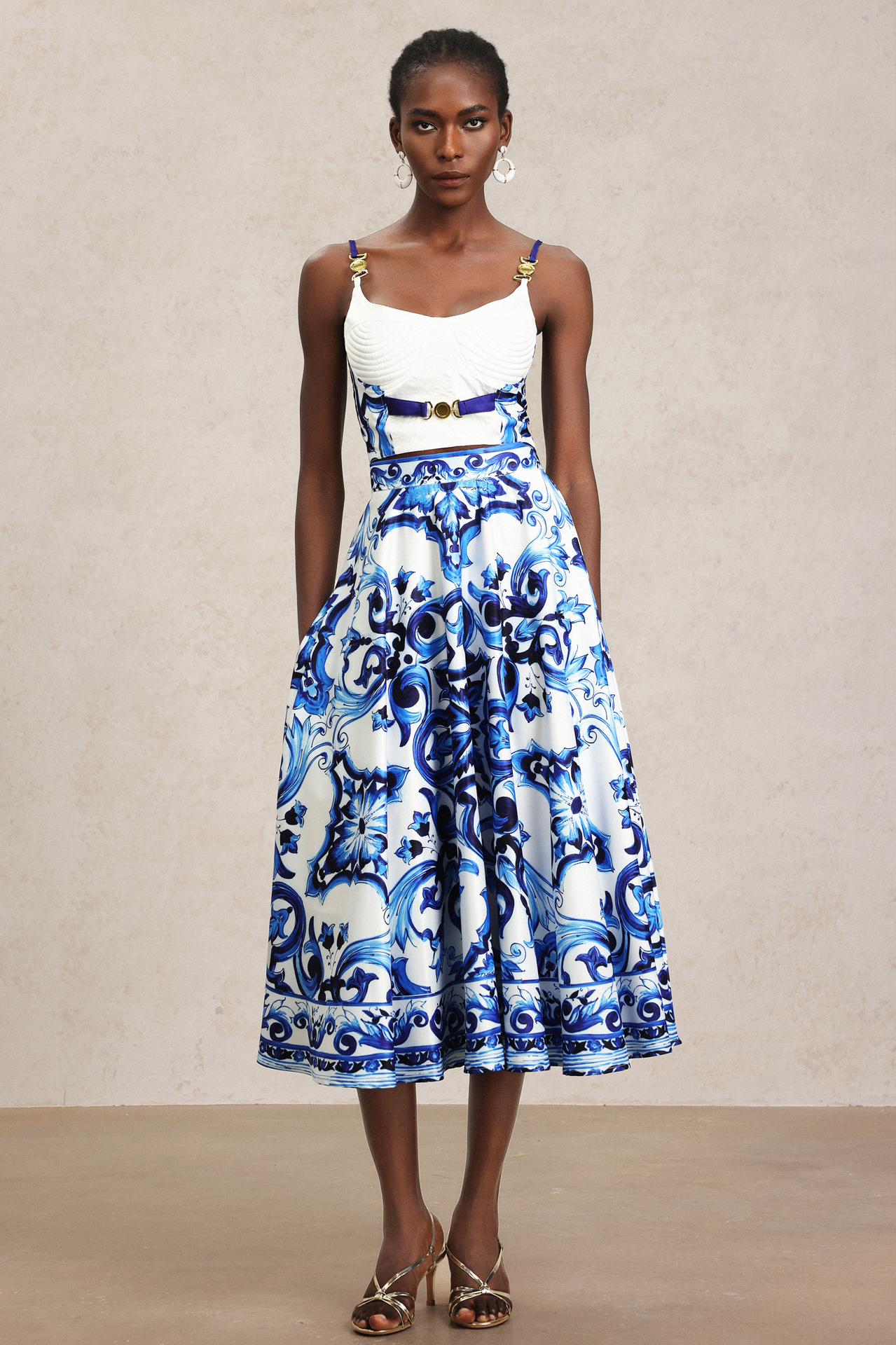 Kaona Halter Floral Printed Top And Skirt Two-Piece Set - Image 2