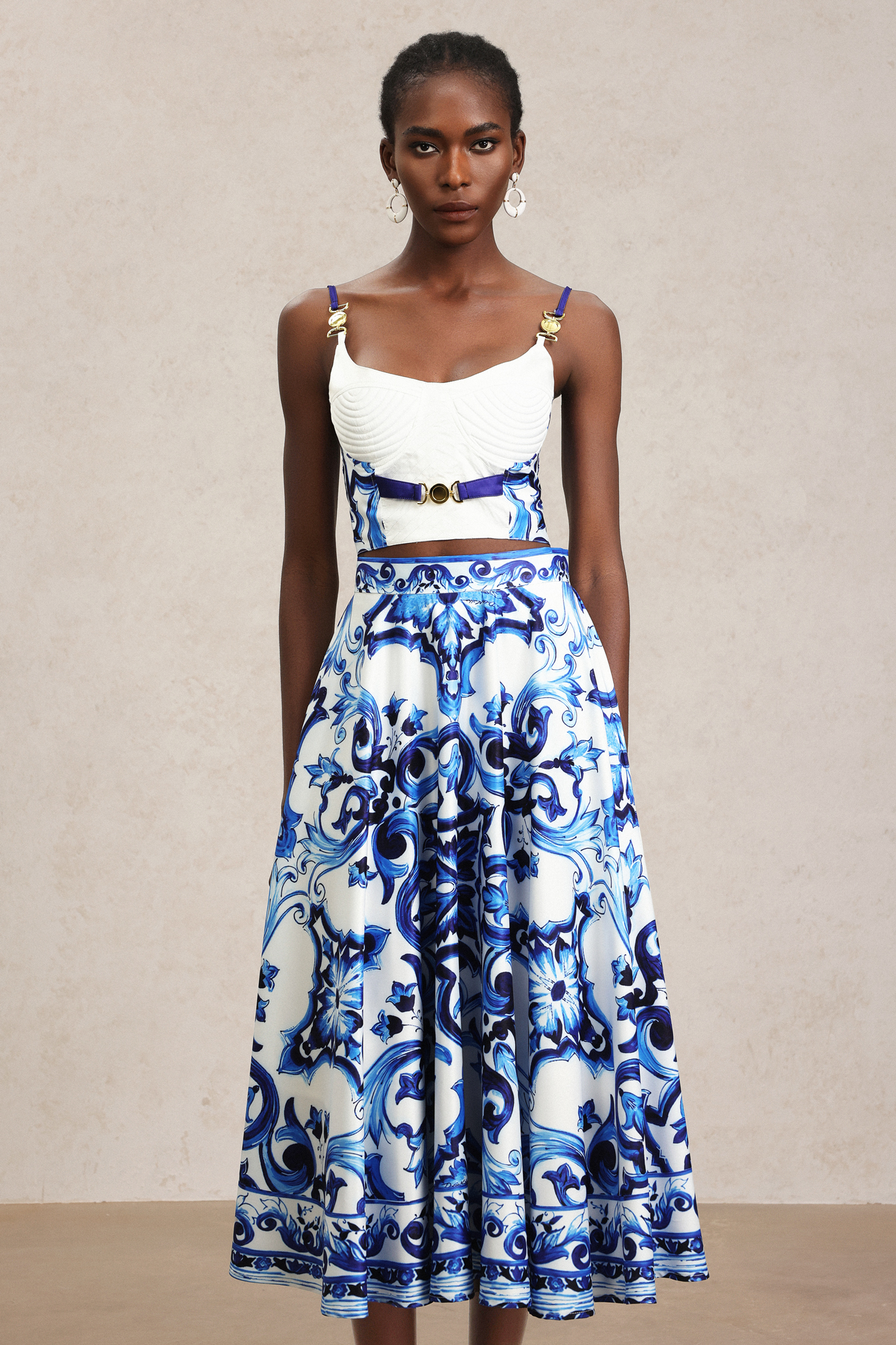 Kaona Halter Floral Printed Top And Skirt Two-Piece Set - Image 3