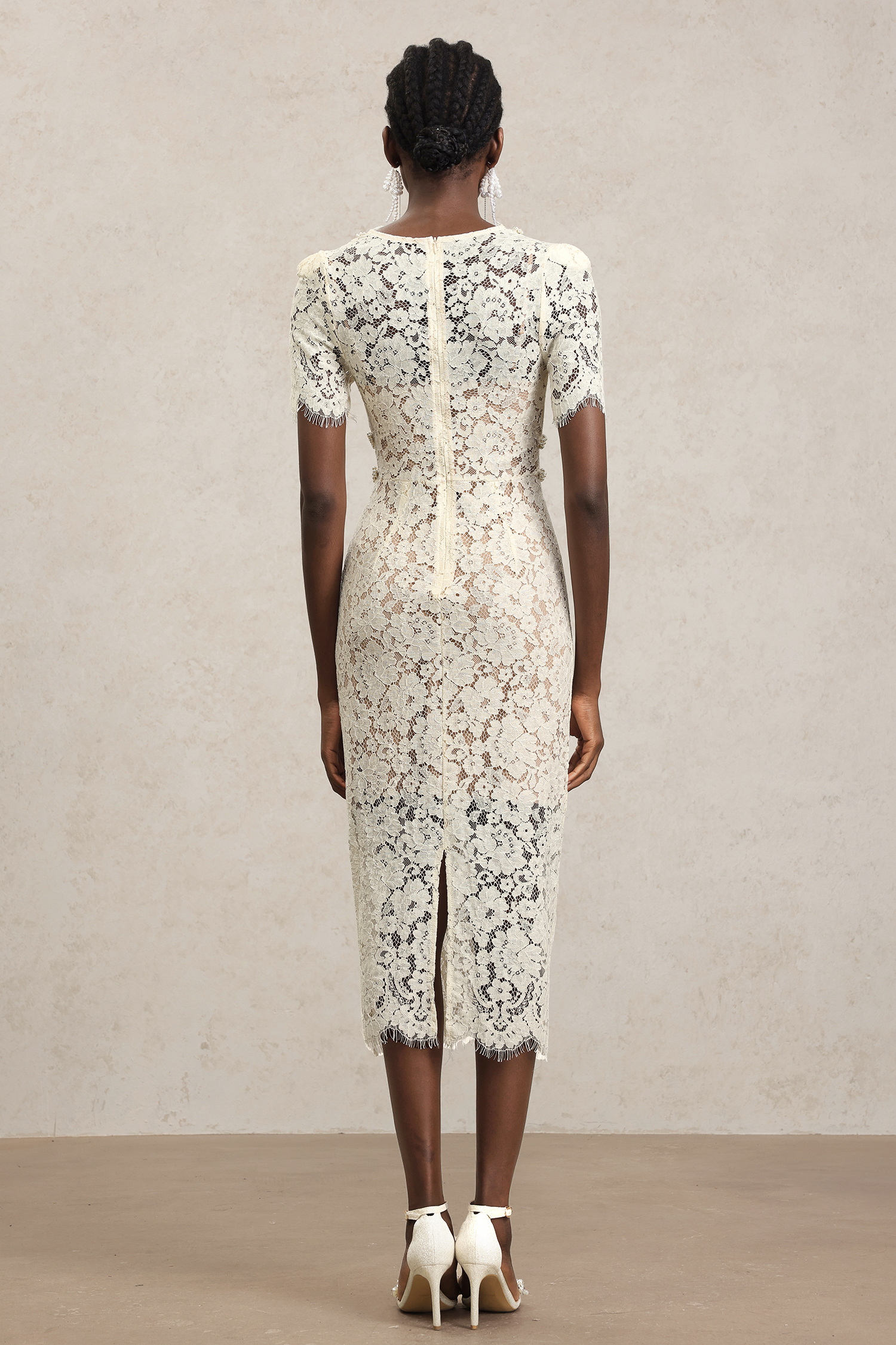 Maisie V-Neck Short Sleeves Bowknot Lace Midi Dress - Image 6