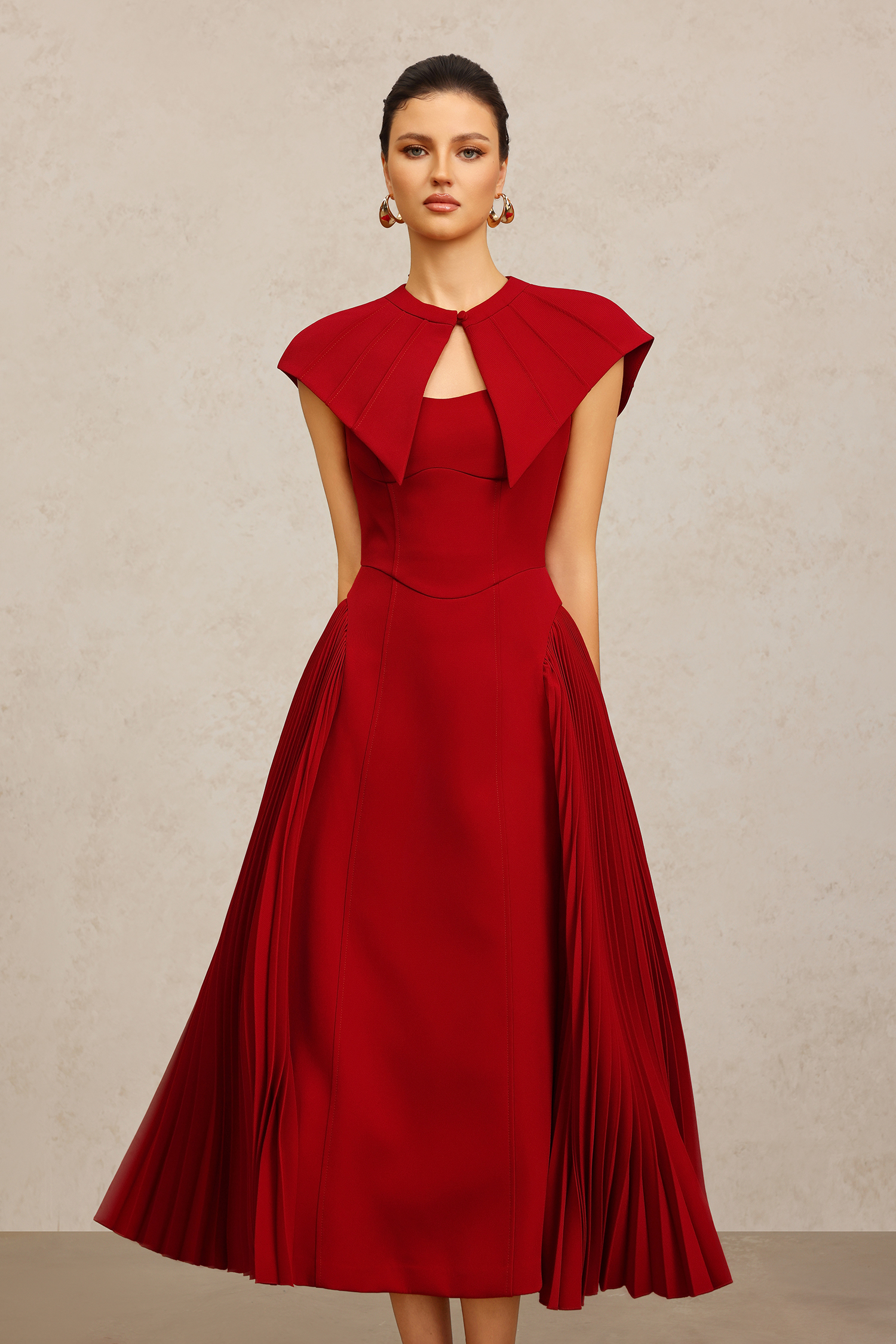 Verna Halter Folds Maxi Dress - Image 3