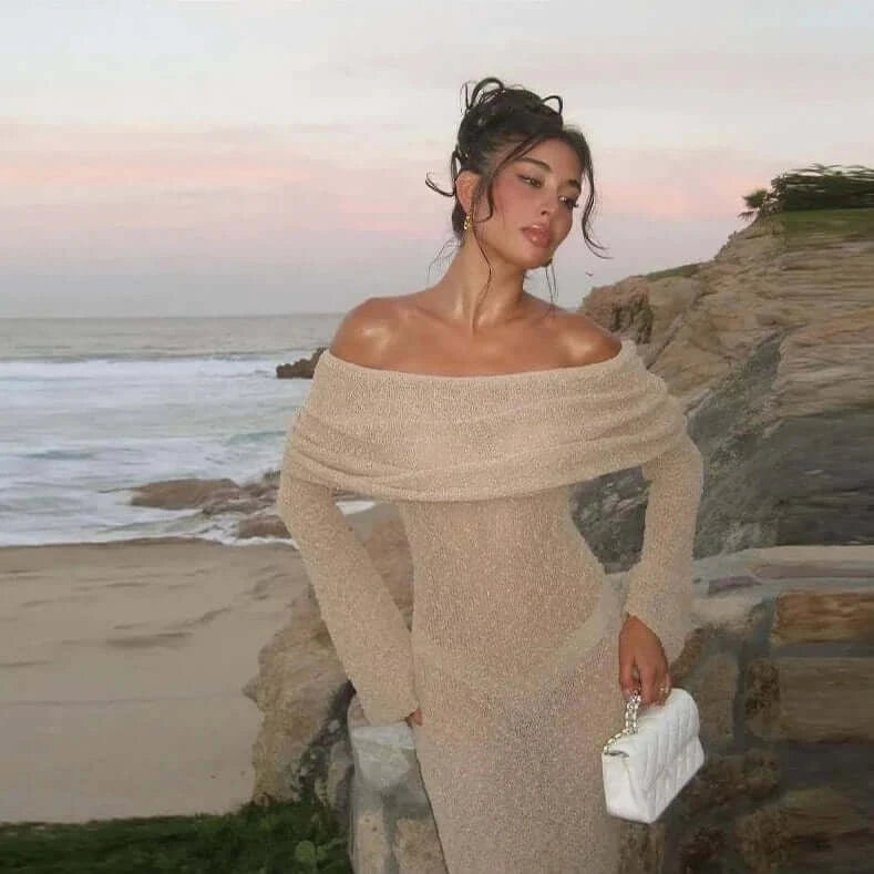 Knit Off Shoulder Maxi Dress (Buy 2 Free Shipping) - Image 9