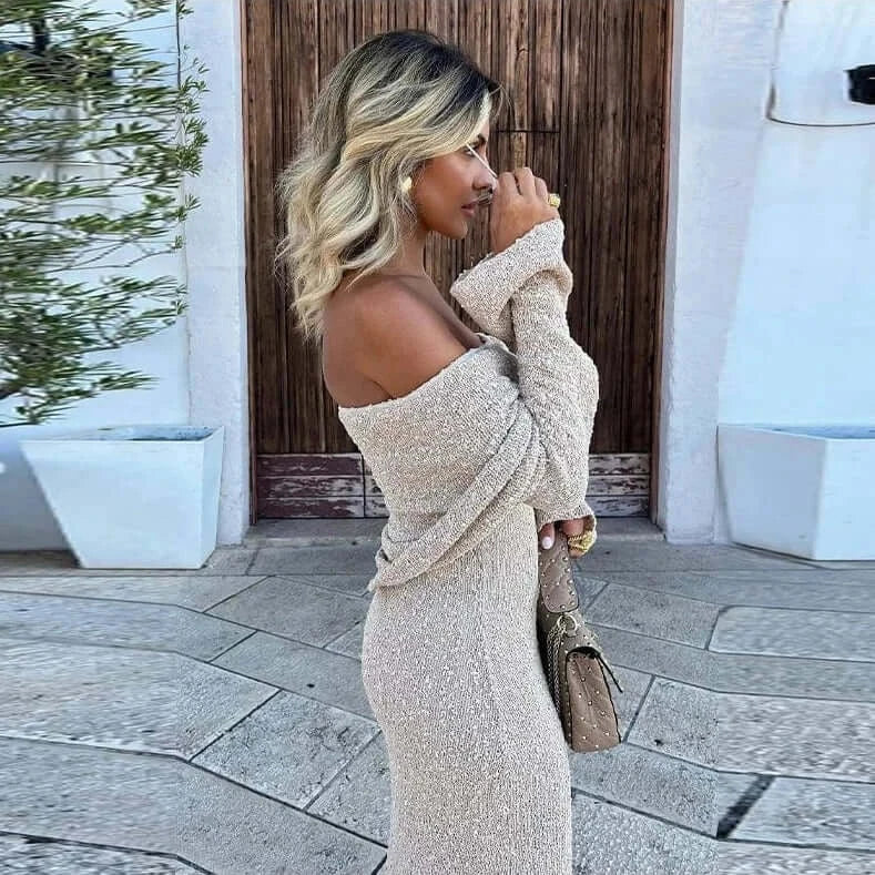 Knit Off Shoulder Maxi Dress (Buy 2 Free Shipping) - Image 2