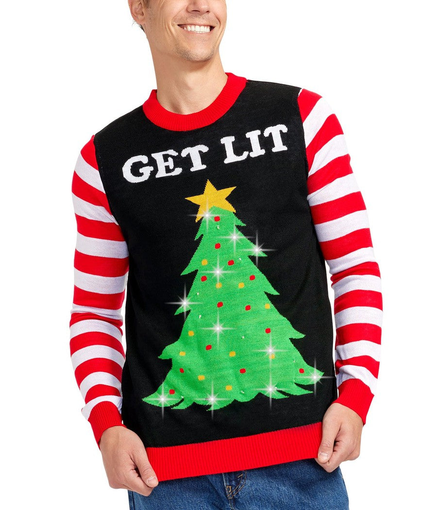 Men's Get Lit Light Up Ugly Christmas Sweater - Image 4