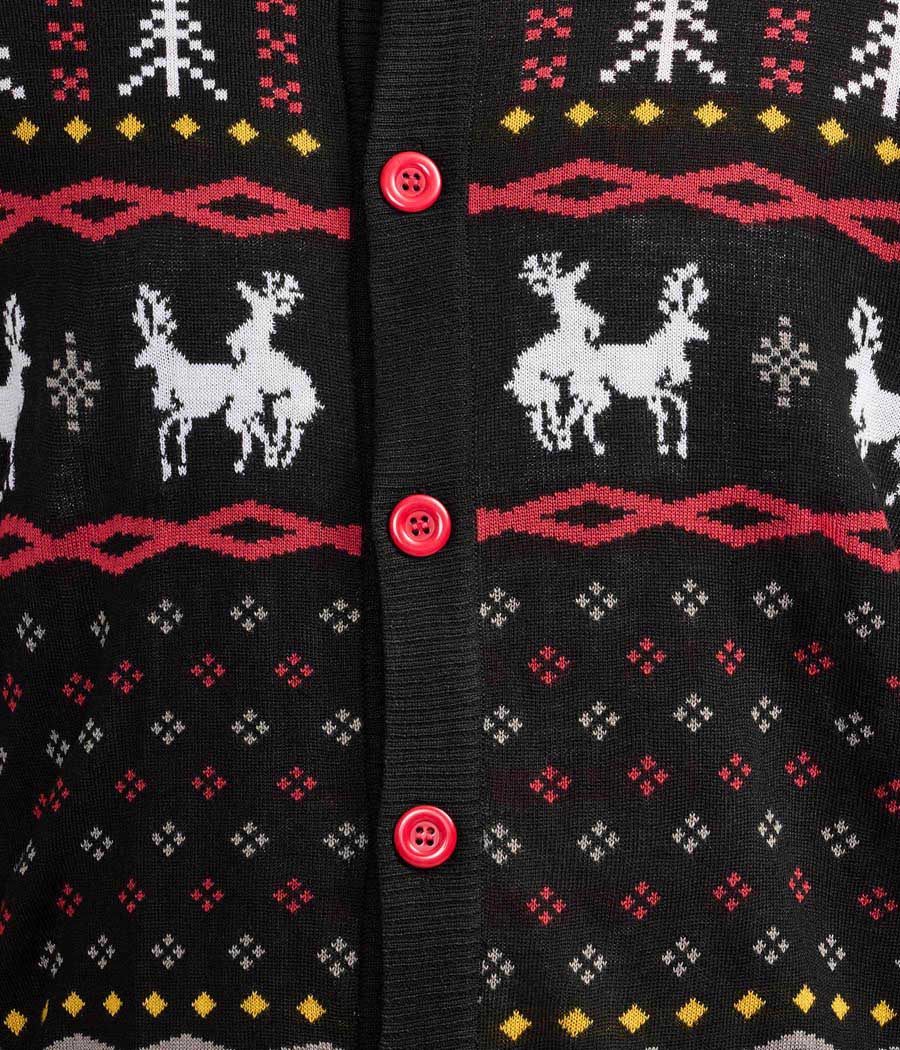 Men's Naughty Reindeer Ugly Christmas Cardigan Sweater - Image 3