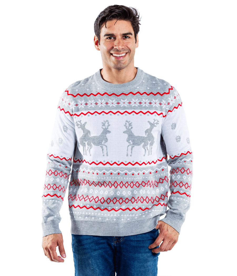 Men's Grey Humping Reindeer Ugly Christmas Sweater - Image 3